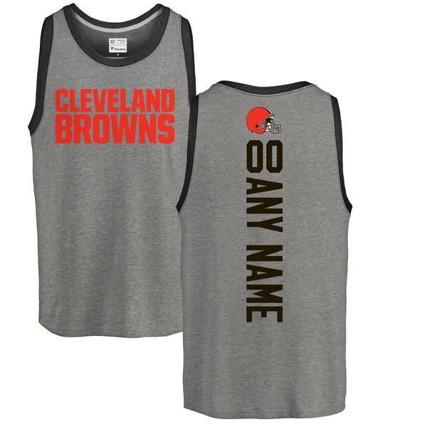Men Cleveland Browns NFL Pro Line by Fanatics Branded Ash Custom Backer Tri-Blend Tank Top T-Shirt